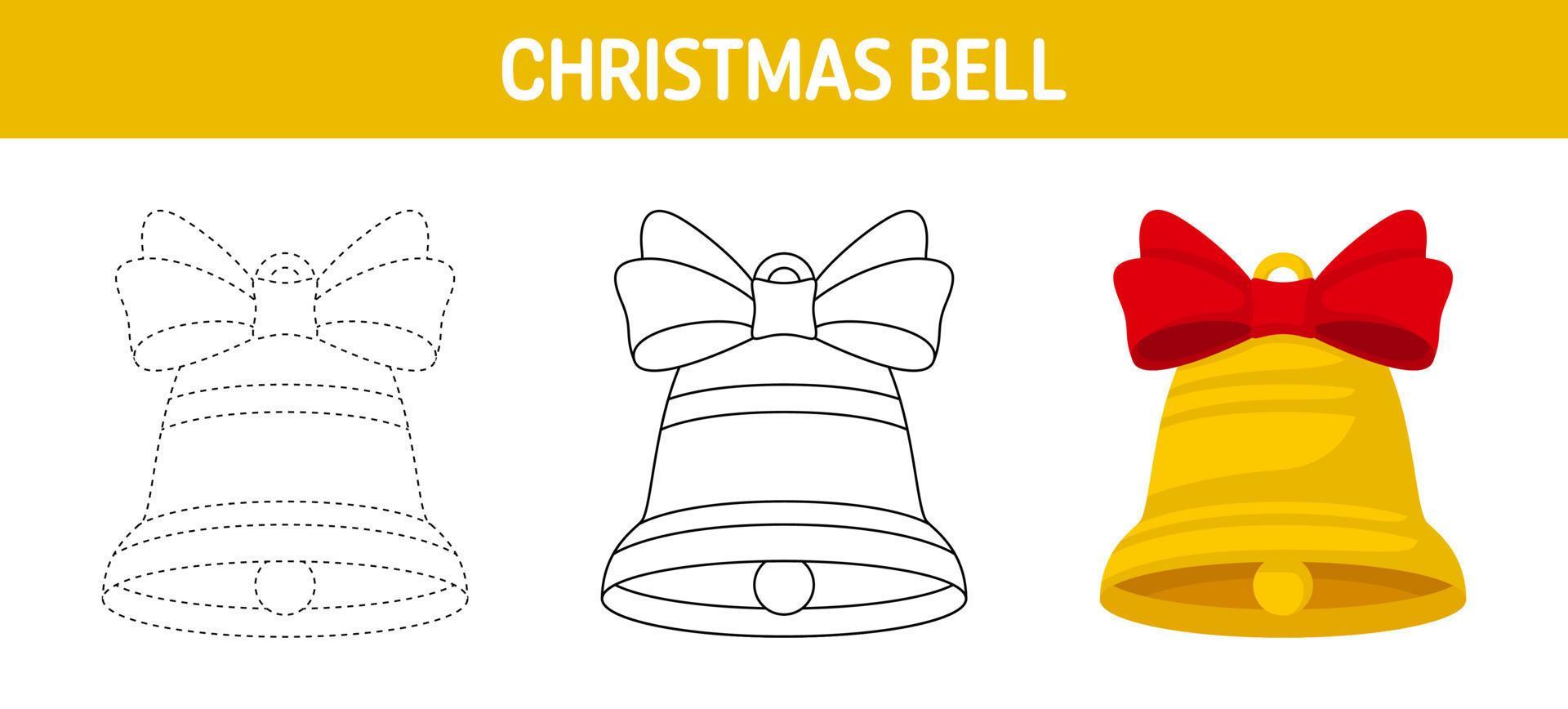Christmas Bell tracing and coloring worksheet for kids 13467802 Vector