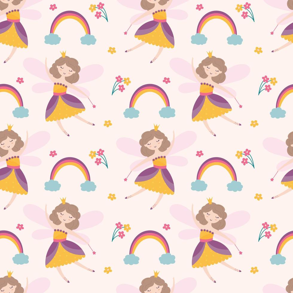 little fairy and rainbow vector