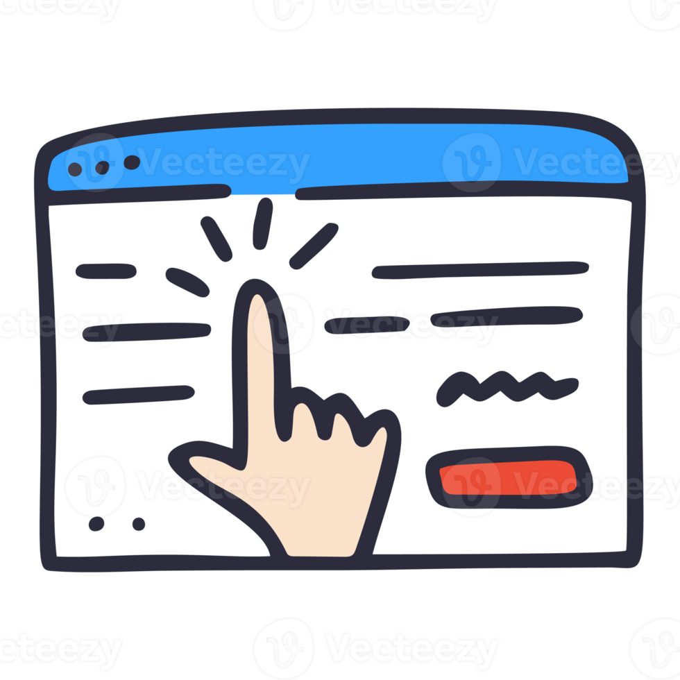 hand click browser window doodle png