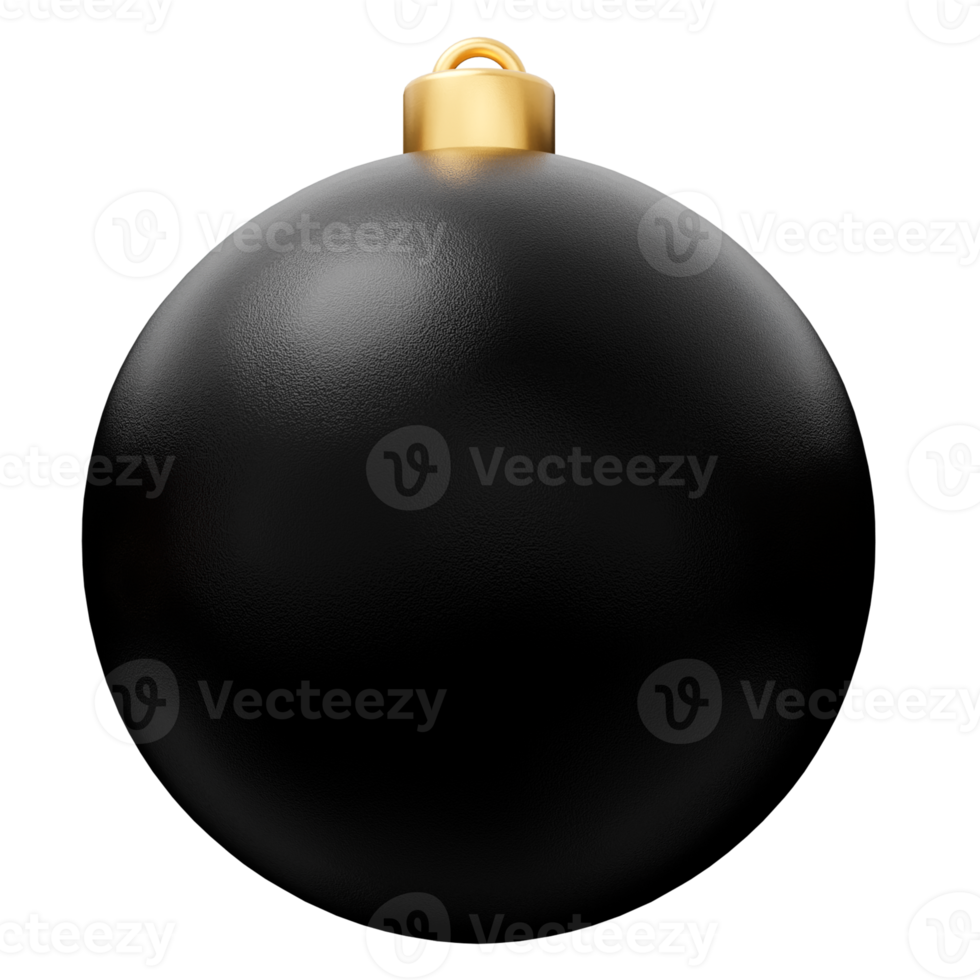 Gold and black Christmas bauble ball 3d render png
