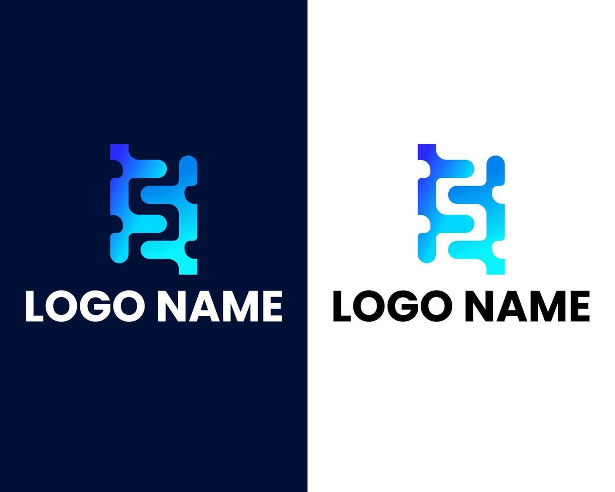 letter s and f with tech logo design template vector