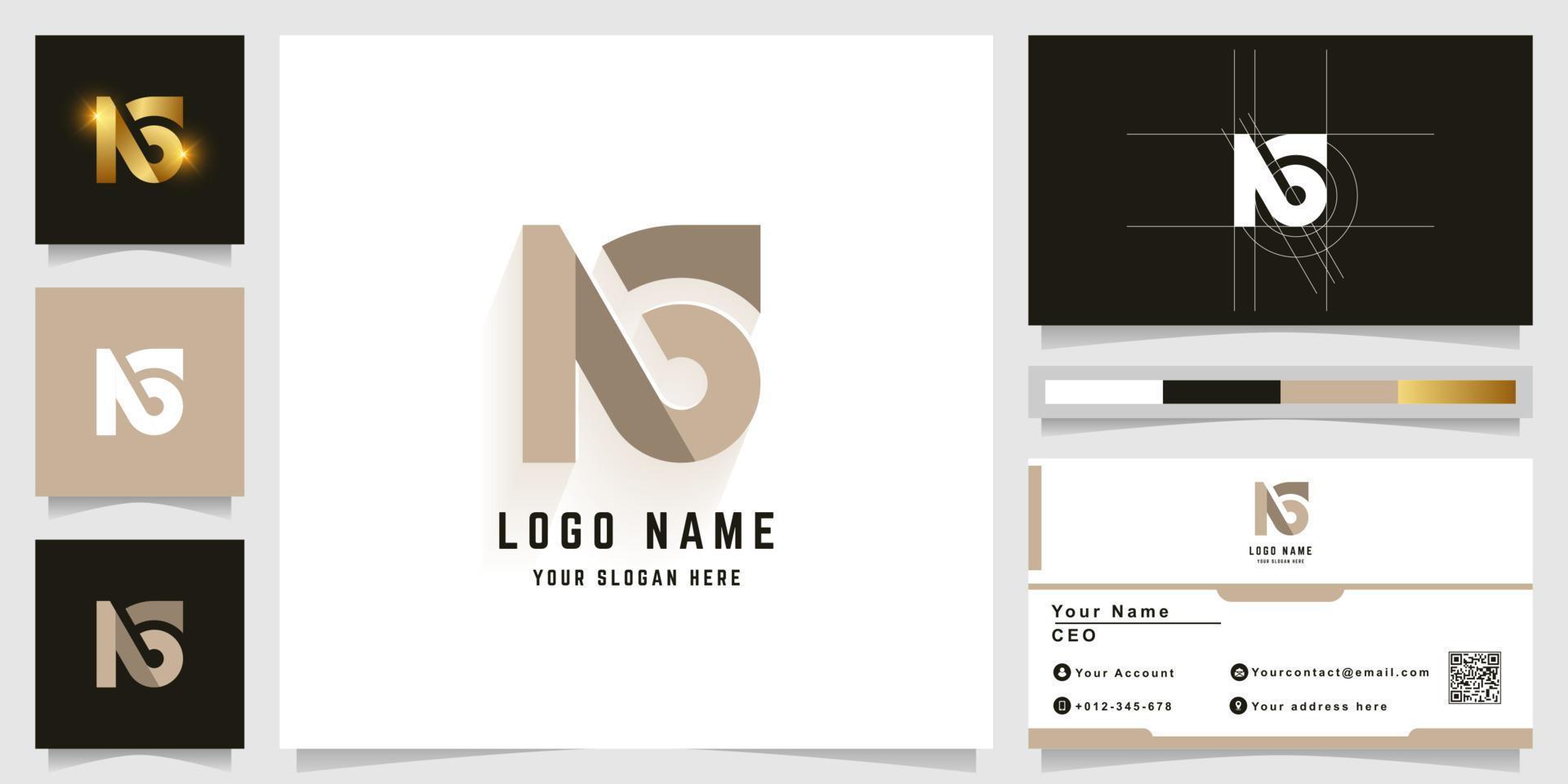 Letter NG or NS monogram logo with business card design vector