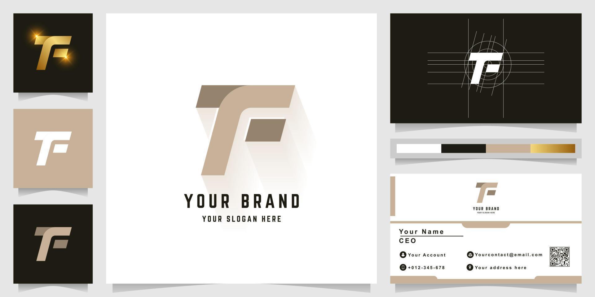 Letter TF or FT monogram logo with business card design vector