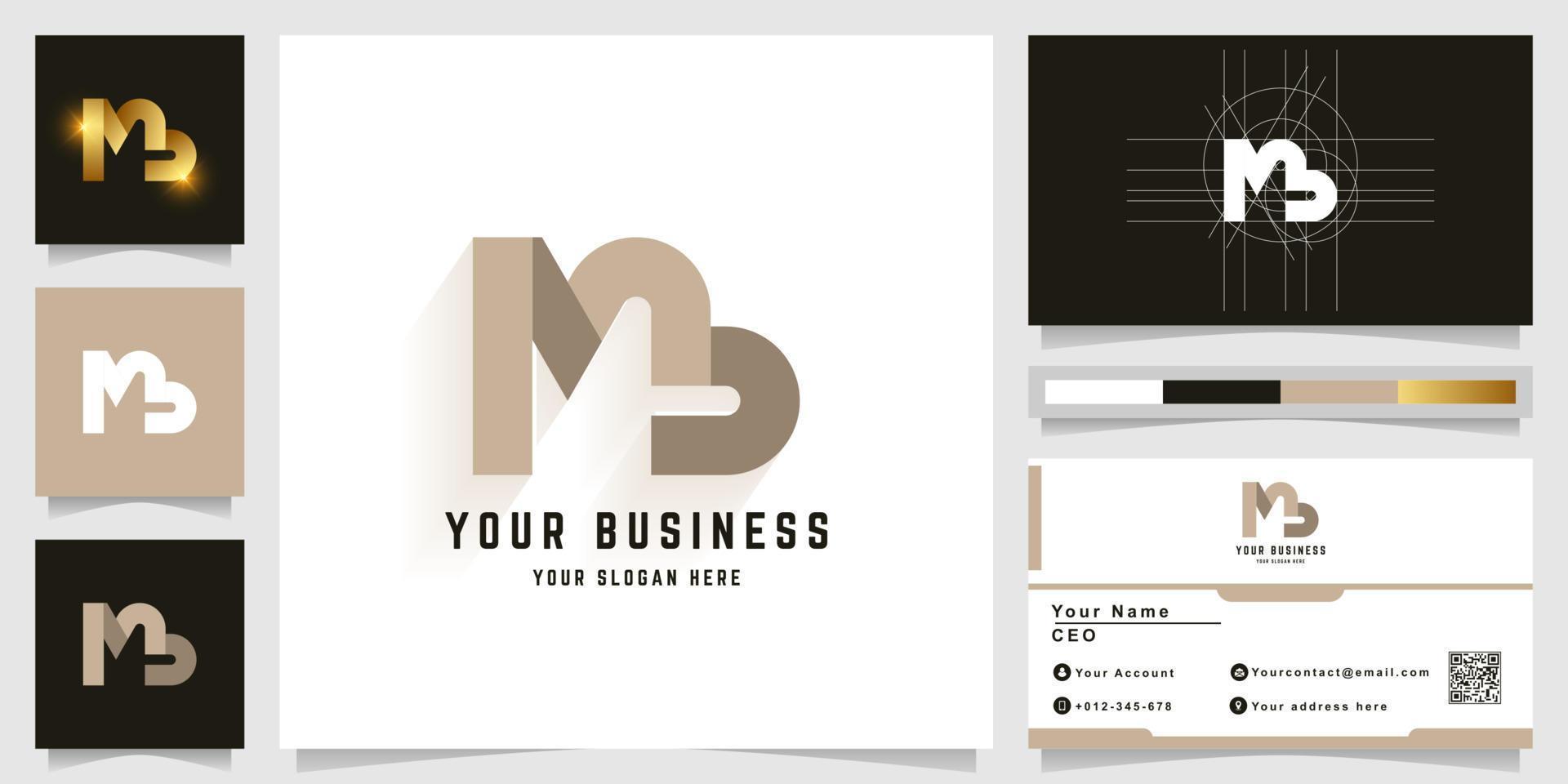 Letter MB or NB monogram logo with business card design vector