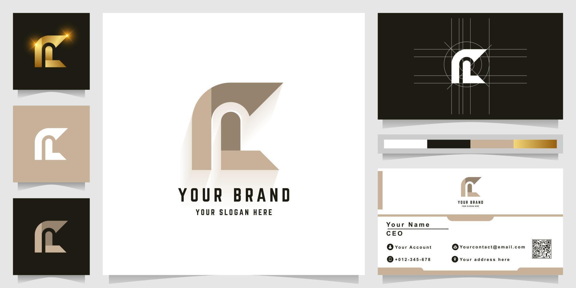 Letter FL or CL monogram logo with business card design vector