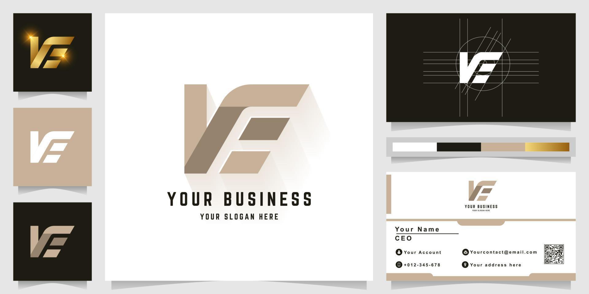 Letter NE or VE monogram logo with business card design vector