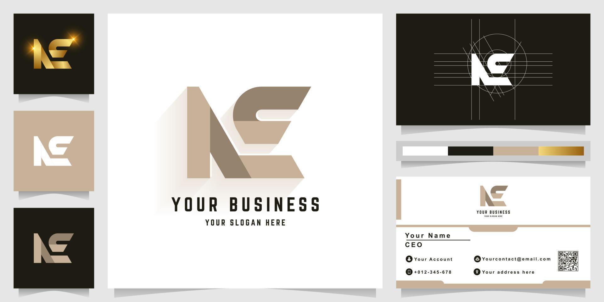 Letter NE or AC monogram logo with business card design vector