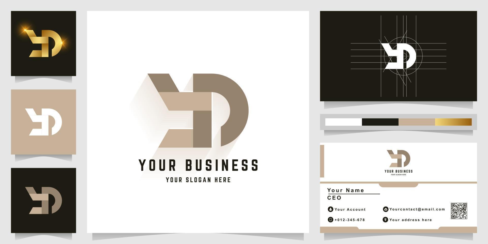 Letter YD or Ye monogram logo with business card design vector