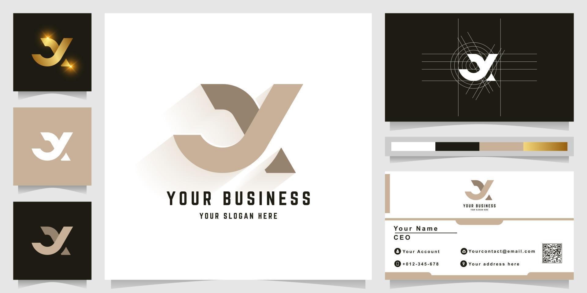 Letter X or YX monogram logo with business card design vector