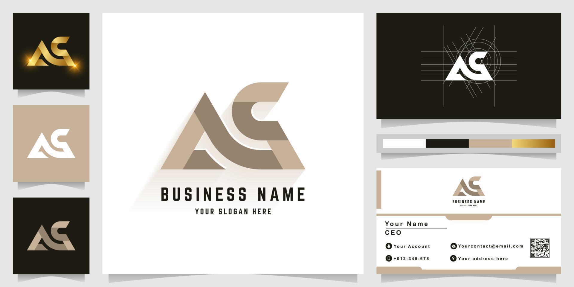 Letter AS or NS monogram logo with business card design vector