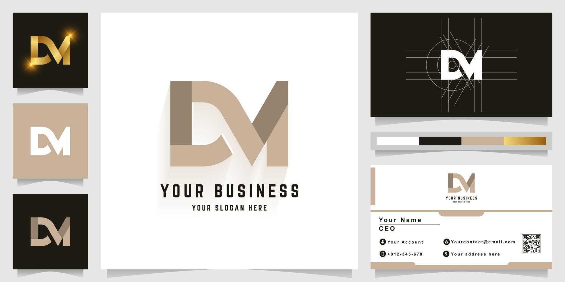 Letter DM or DN monogram logo with business card design vector