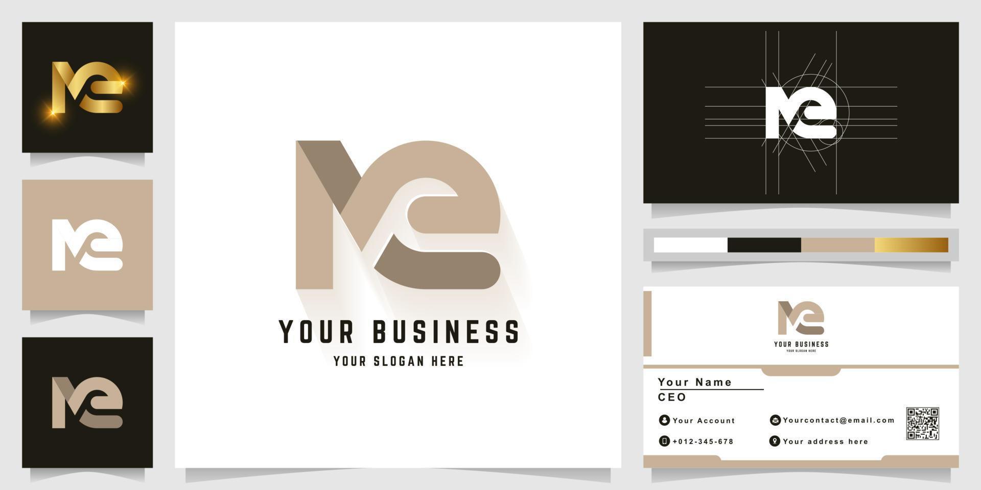 Letter Me or Ne monogram logo with business card design vector
