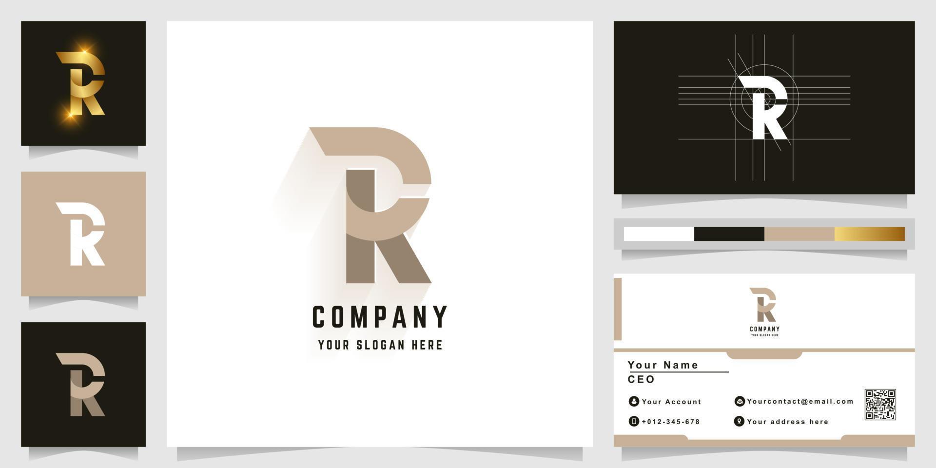 Letter R or RK monogram logo with business card design vector
