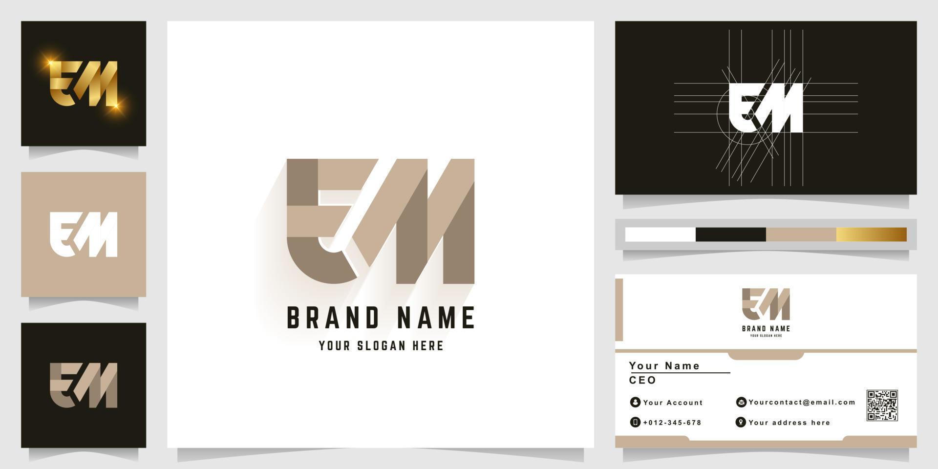 Letter EM or EN monogram logo with business card design vector