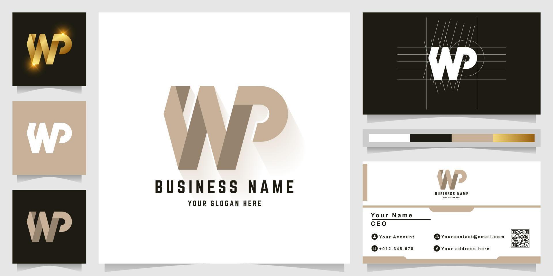 Letter WP or NP monogram logo with business card design vector