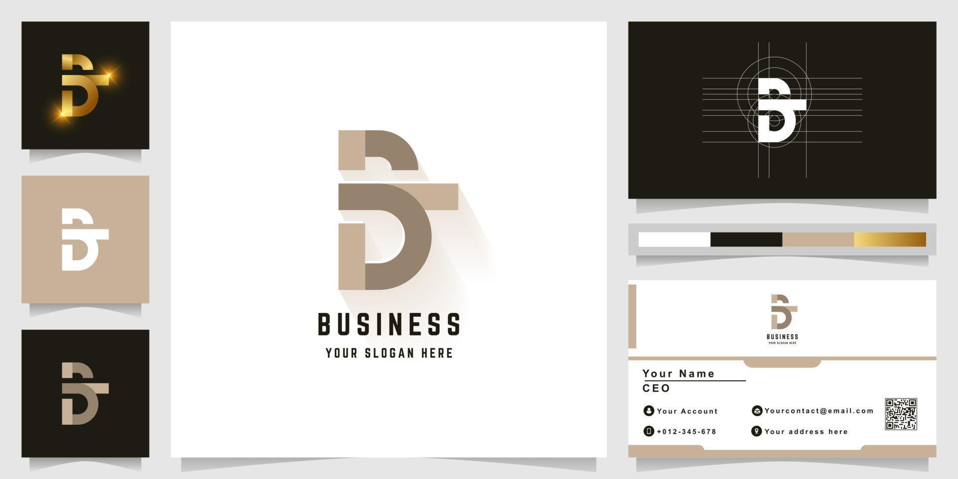 Letter BT or BST monogram logo with business card design vector