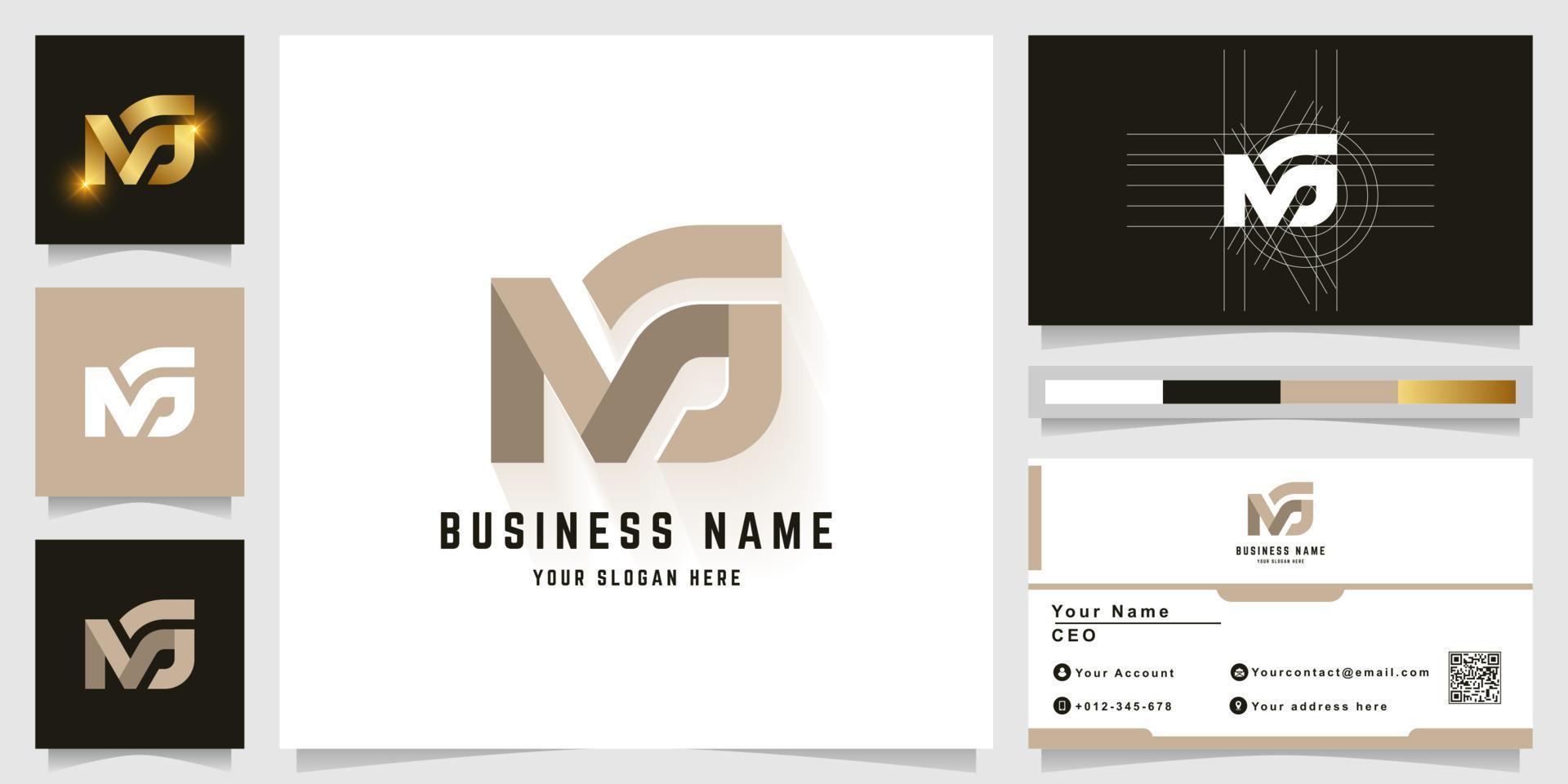 Letter MG or MS monogram logo with business card design vector