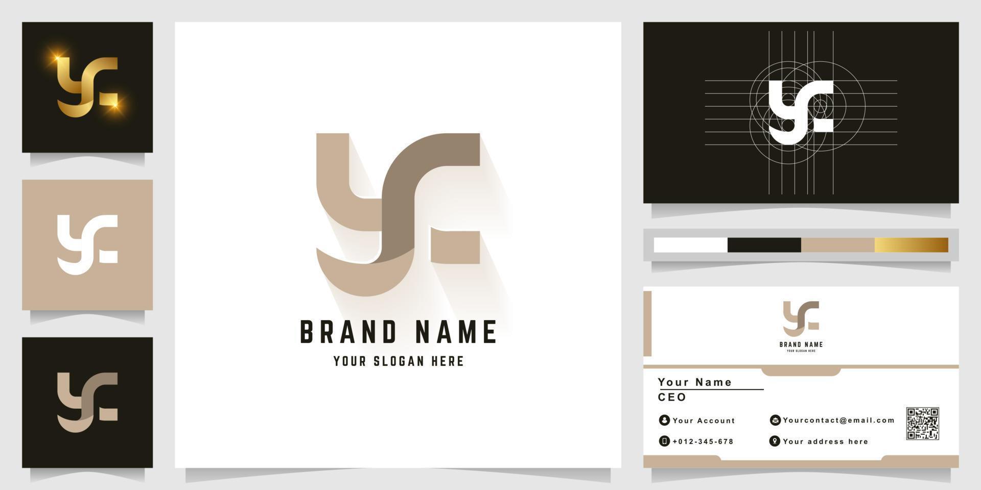 Letter yc or ysc monogram logo with business card design vector