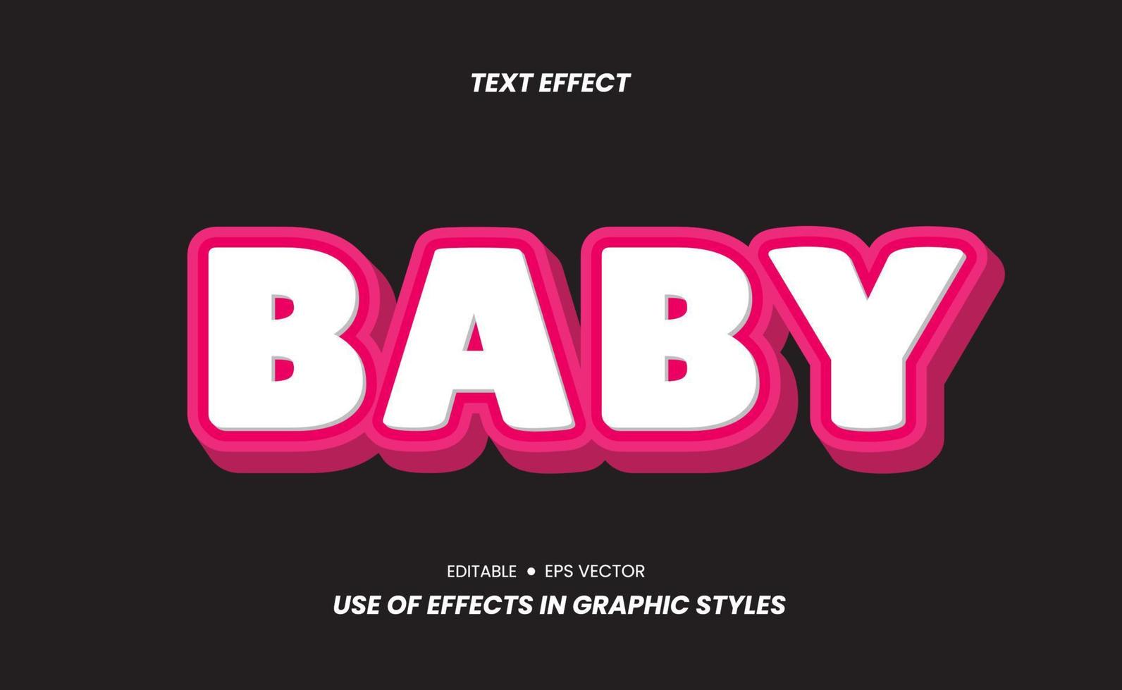 texto de bebé: efectos de texto en 3D que se pueden usar a través de la configuración de estilo gráfico vector