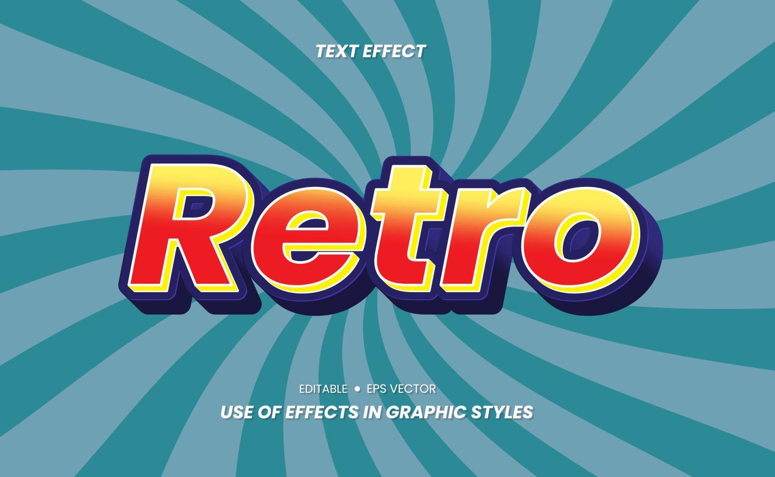 texto retro: efectos de texto en 3D que se pueden usar a través de la configuración de estilo gráfico vector