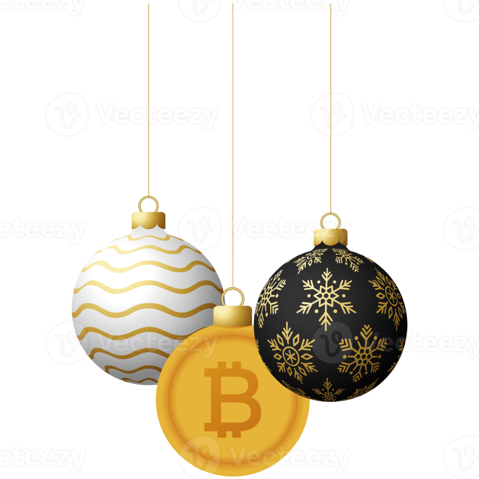 Adorno de bola de navidad de moneda bitcoin png