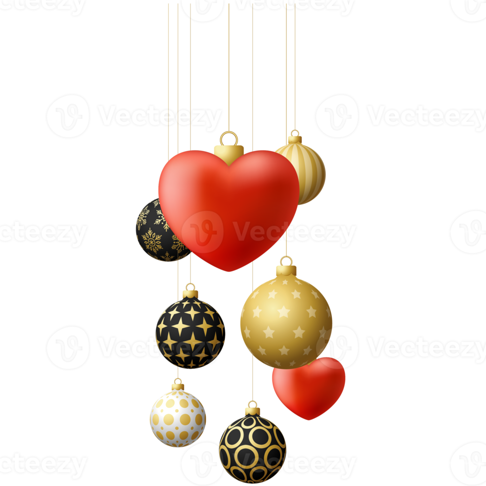 love heart christmas bauble ball png