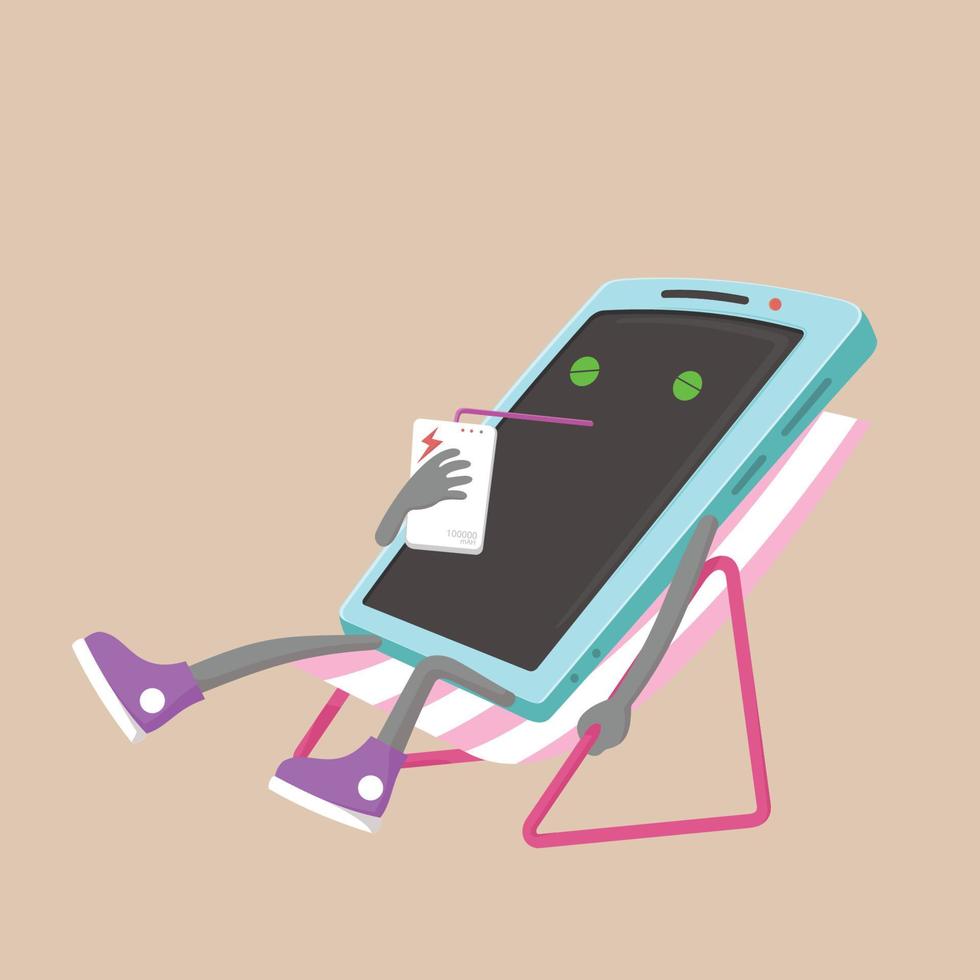 ilustración del personaje del teléfono inteligente que se está cargando vector