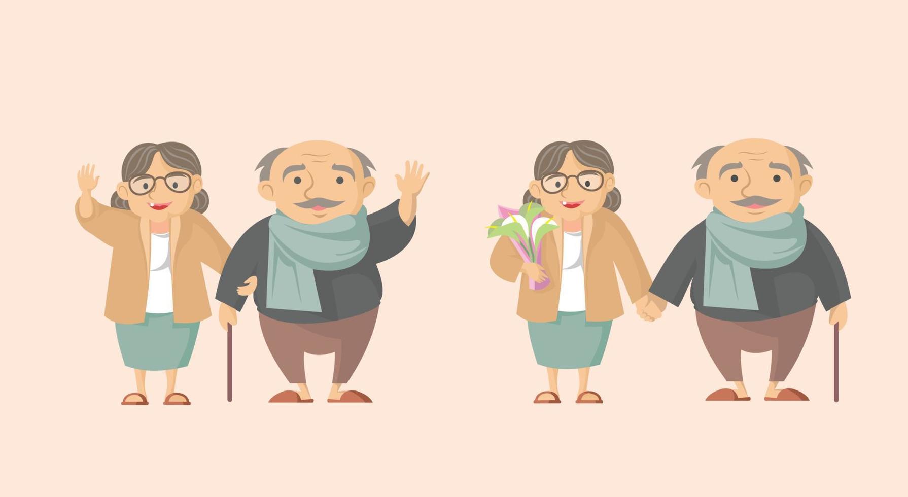 happy old couple clipart with easy editable eps 10 format vector