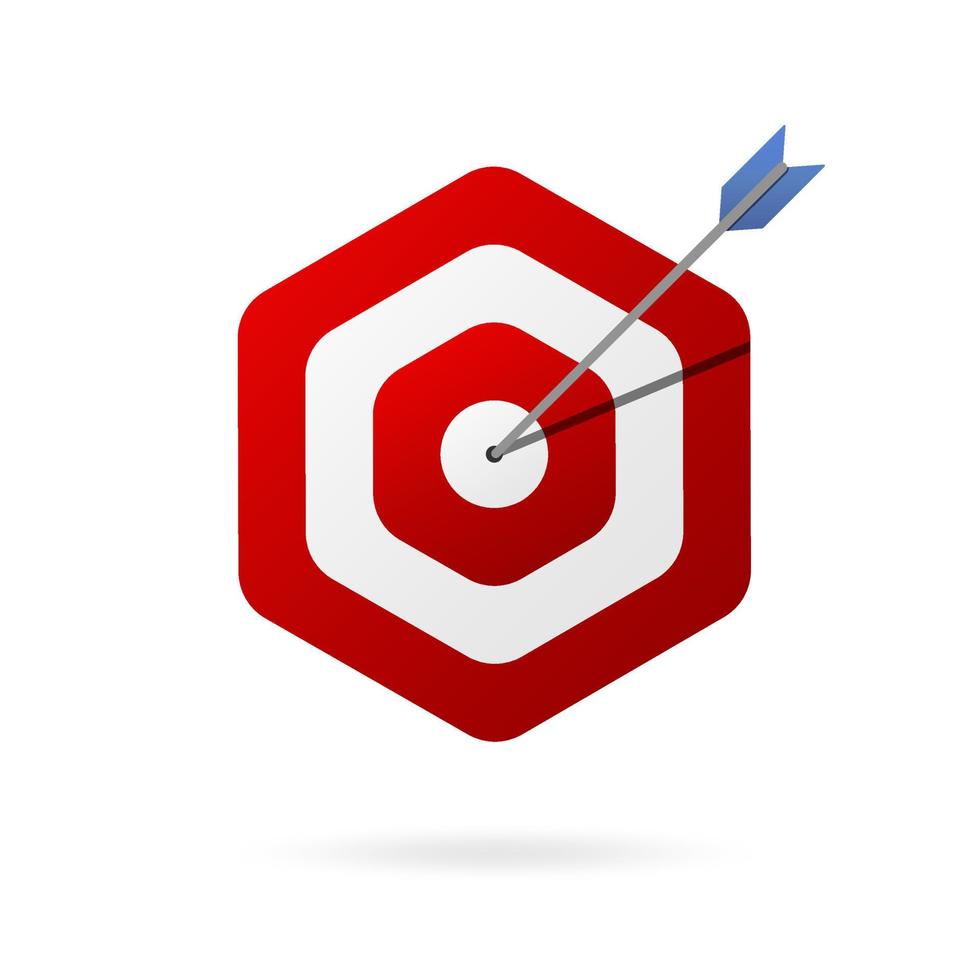 Hexagon Target arrow, Bulls eye shot icon, icon target vector. vector