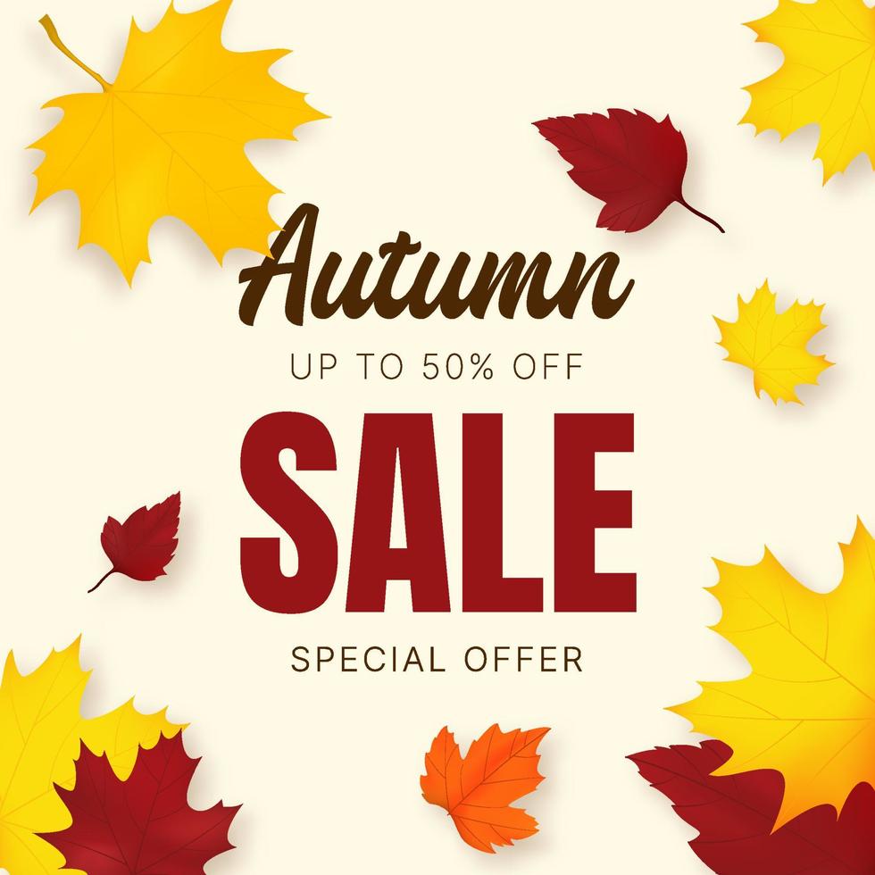 Autumn sale banner. Fall design background. vector