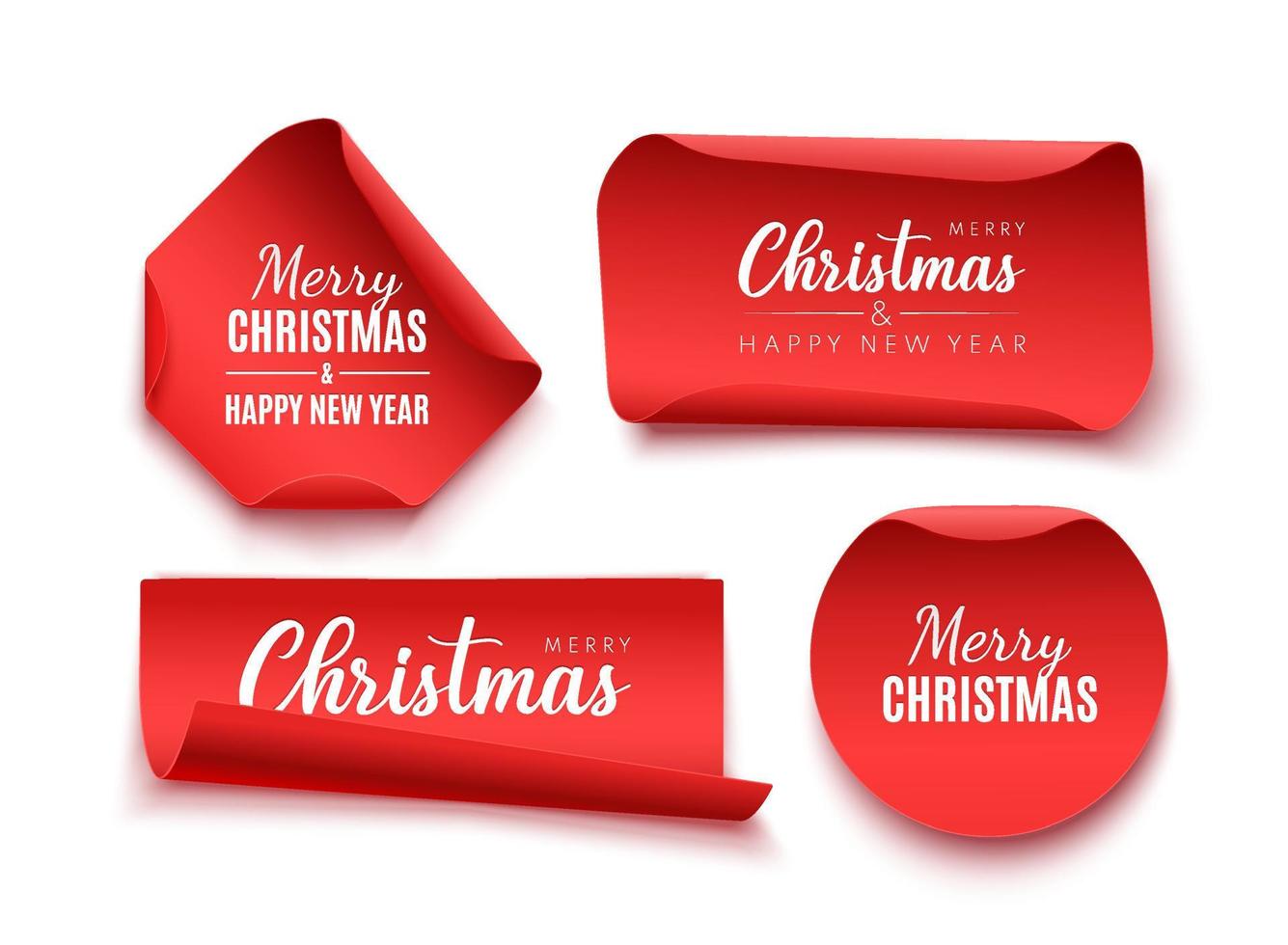 Christmas Tag isolated. Red vector banner. Merry Christmas and Happy New Year Label.