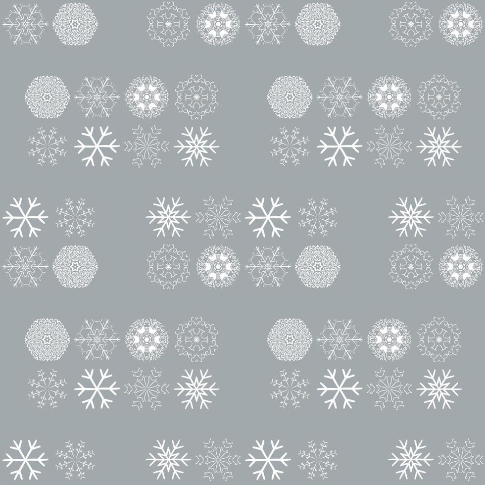 Vector pattern with snowflakes on grey background. Winter background. EPS8