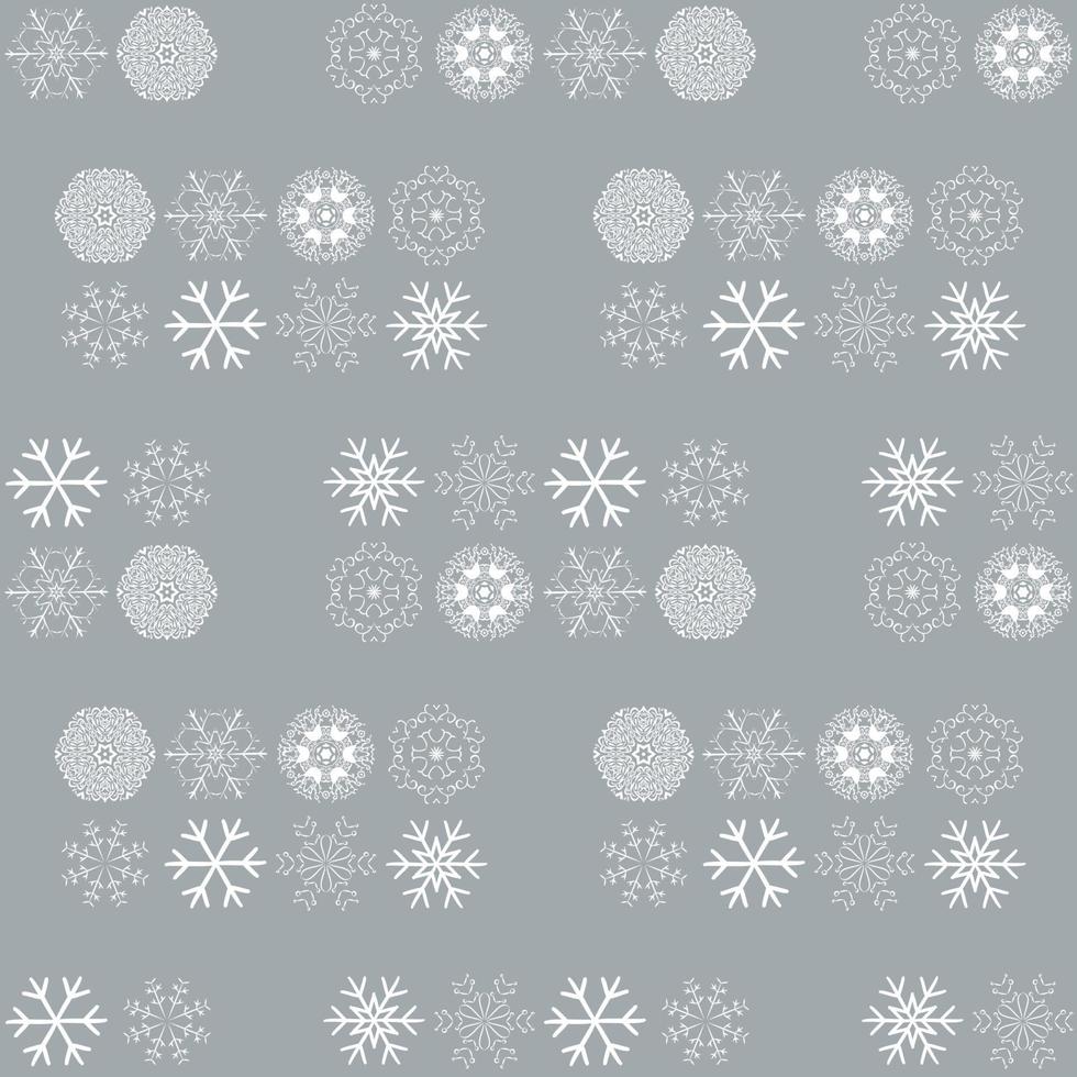 Vector pattern with snowflakes on grey background. Winter background. EPS8