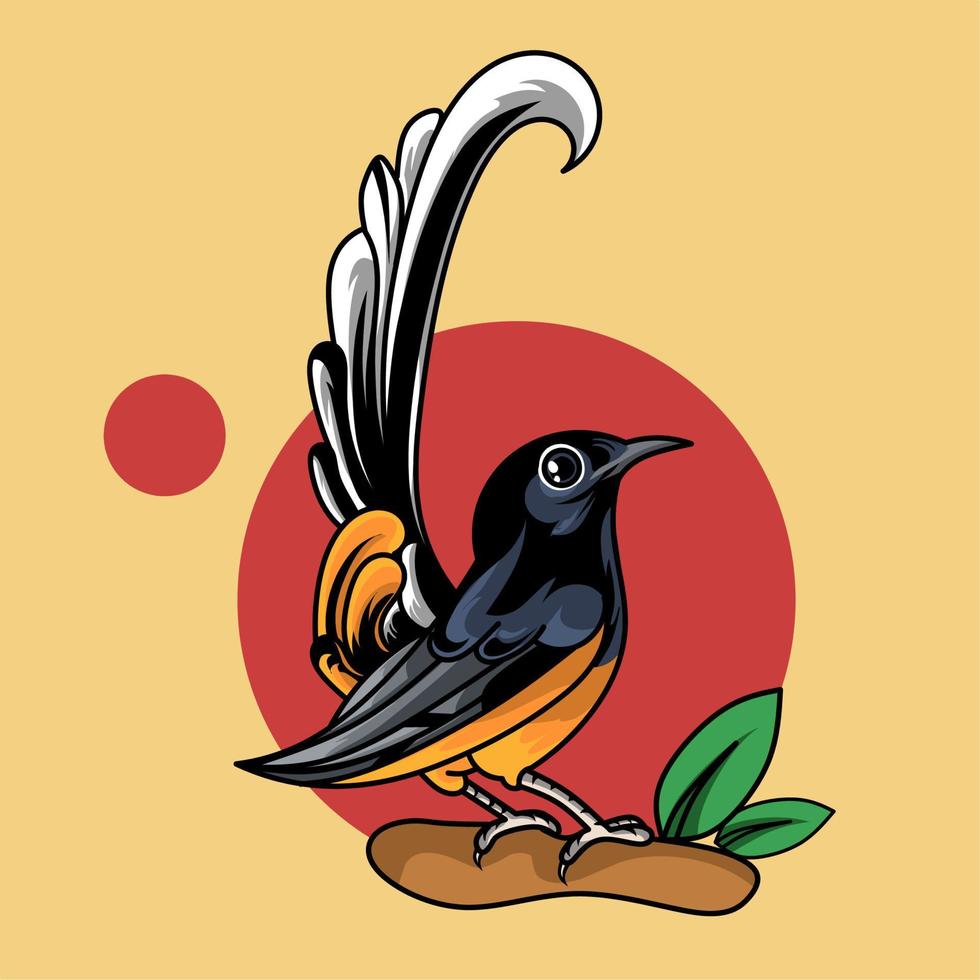 vector illustration, magpie, cute cartoon,