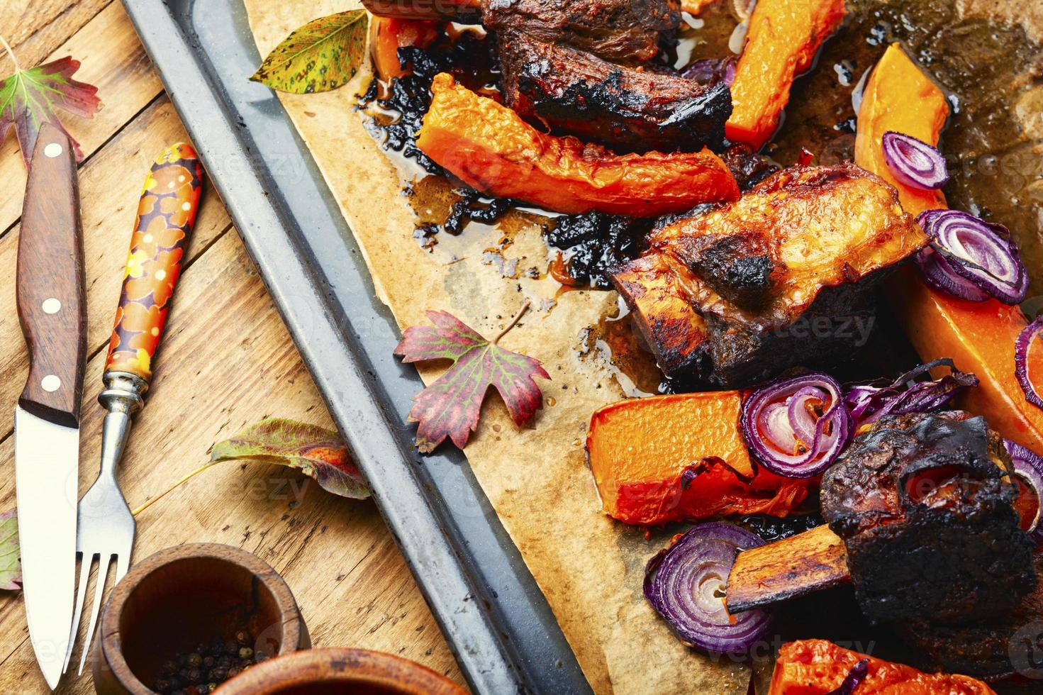 Tasty beef ribs BBQ photo