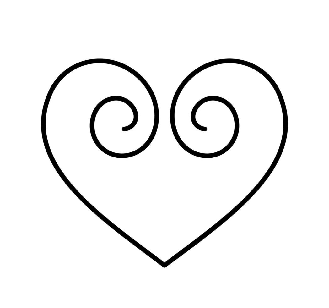 signo de logotipo de corazón monoline de amor de navidad dibujado a mano. pareja de símbolos de ilustración romántica vectorial y boda. elemento plano de diseño de caligrafía del día de san valentín. para tarjeta de felicitación, invitación vector