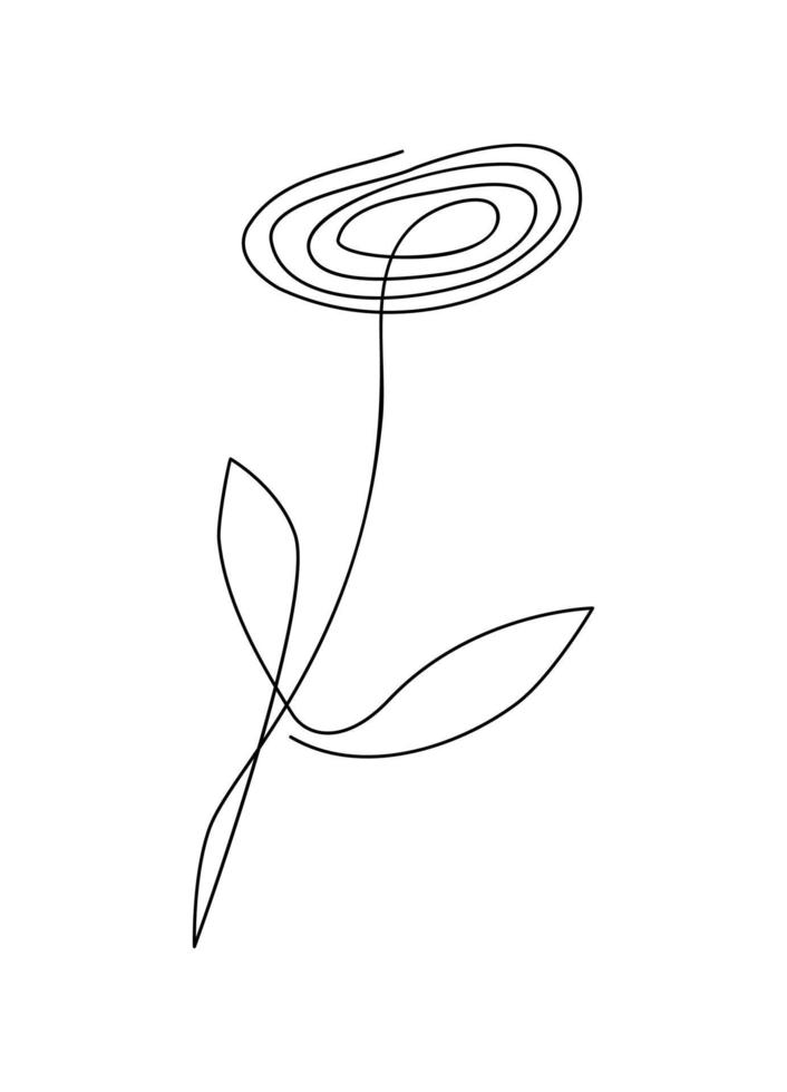 Flower rose vector one line art logo. Minimalist contour drawing monoline. Continuous line artwork for banner, book design, web illustration