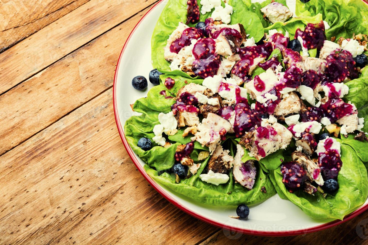 ensalada de pechuga de pollo, verduras, arándanos foto