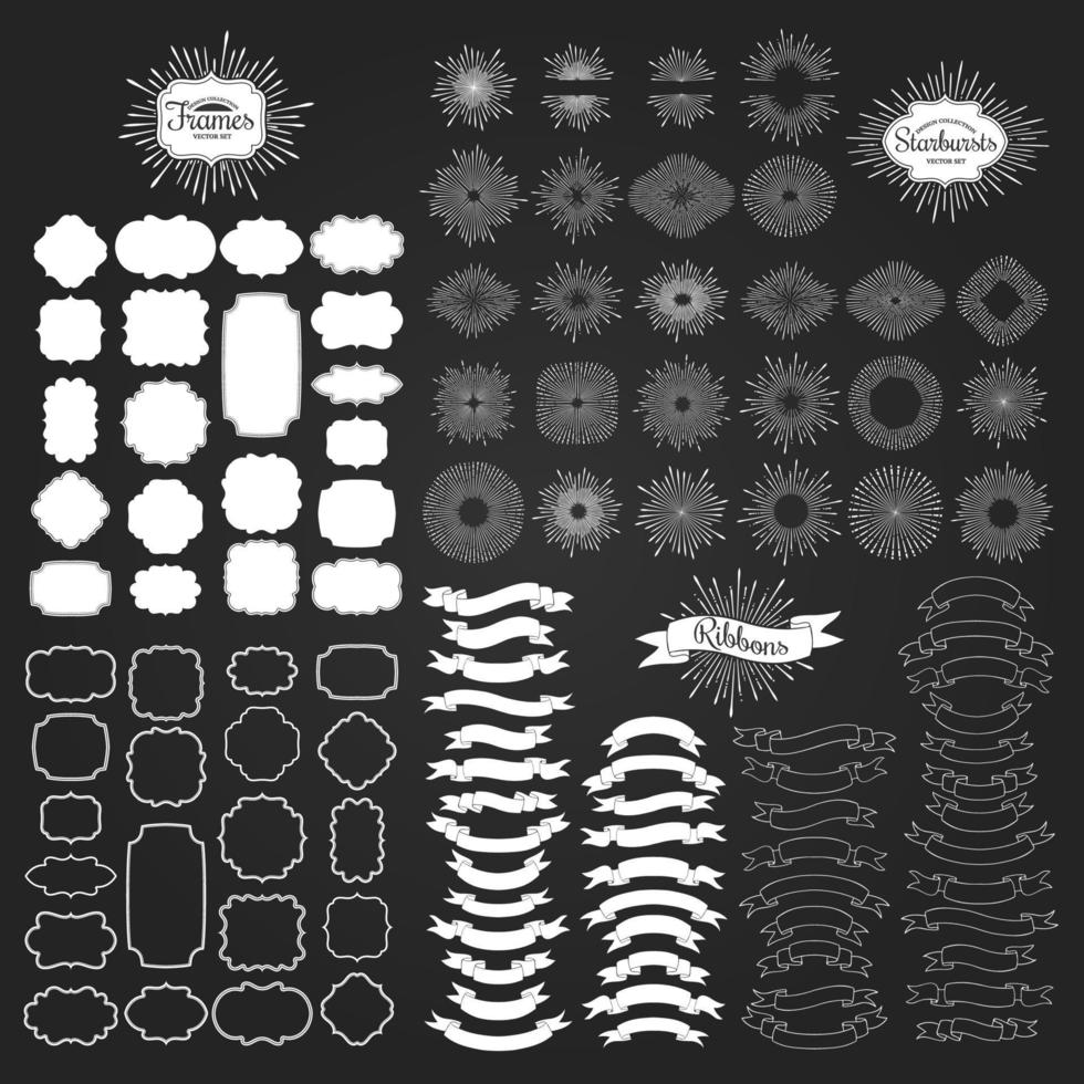 Starbursts, frames and ribbons. vector