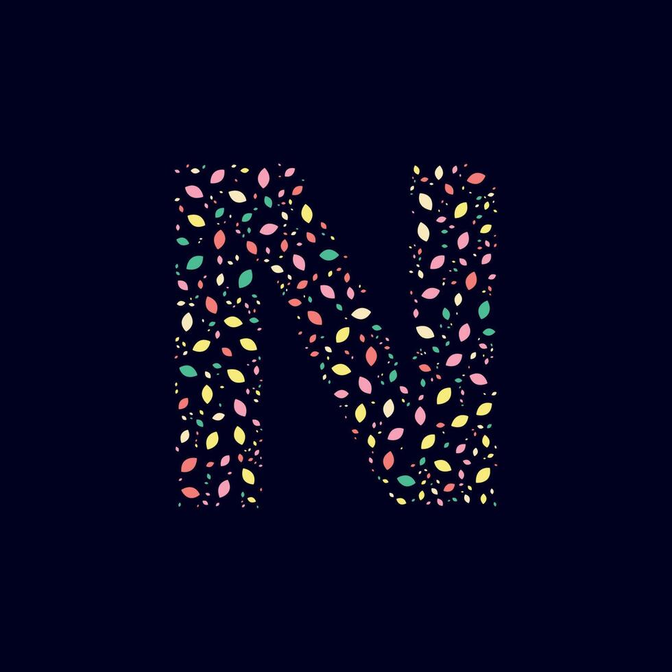 Color Abstract letter N nature leaves vector