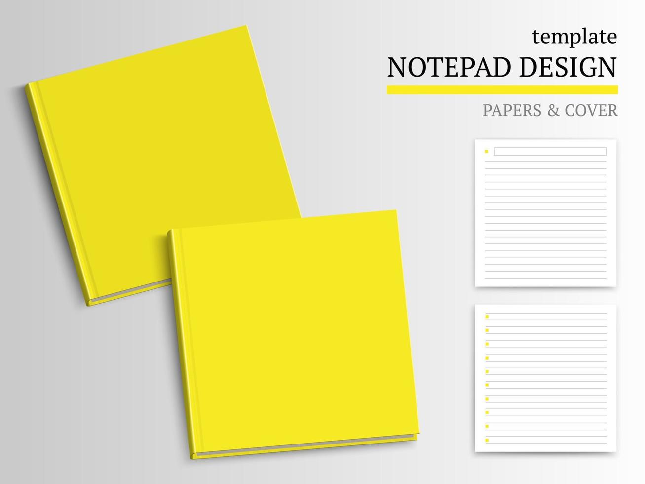 Template of notebook cover and papers. vector