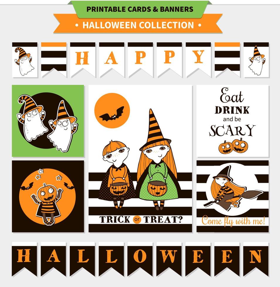 conjunto imprimible vectorial de halloween. vector