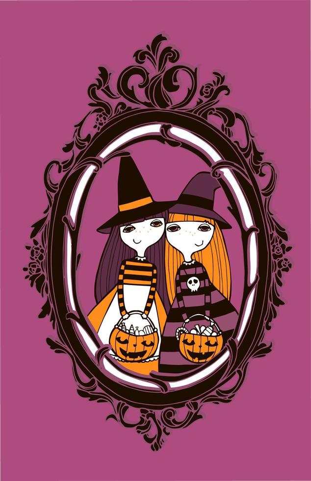 ilustración vectorial de halloween con brujas. vector