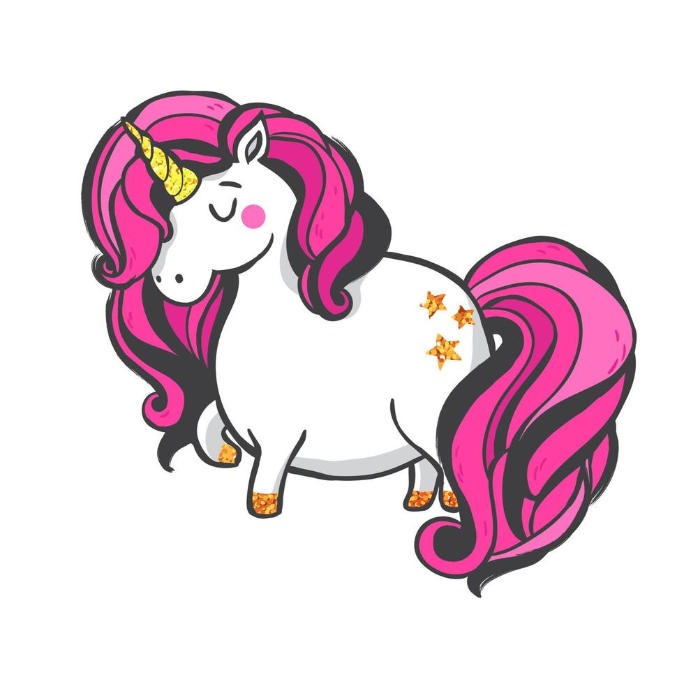 Gold Unicorn Illustration. vector