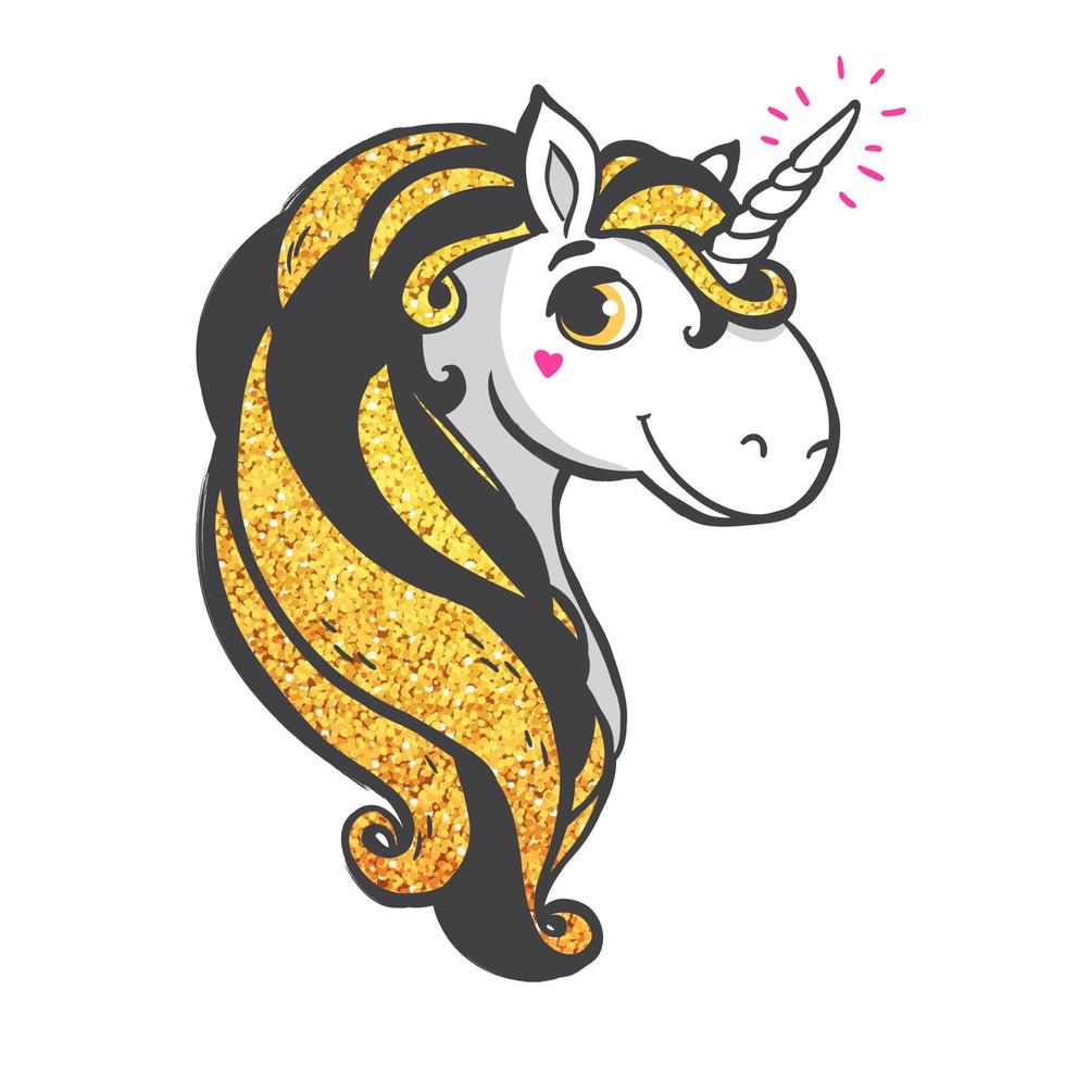 Gold Unicorn Illustration. vector