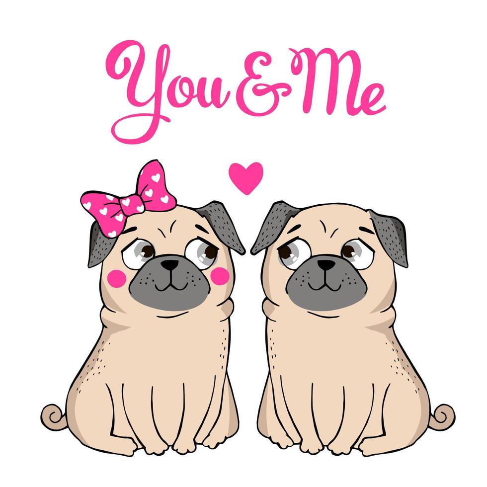 Greeting Card with funny Pug vector