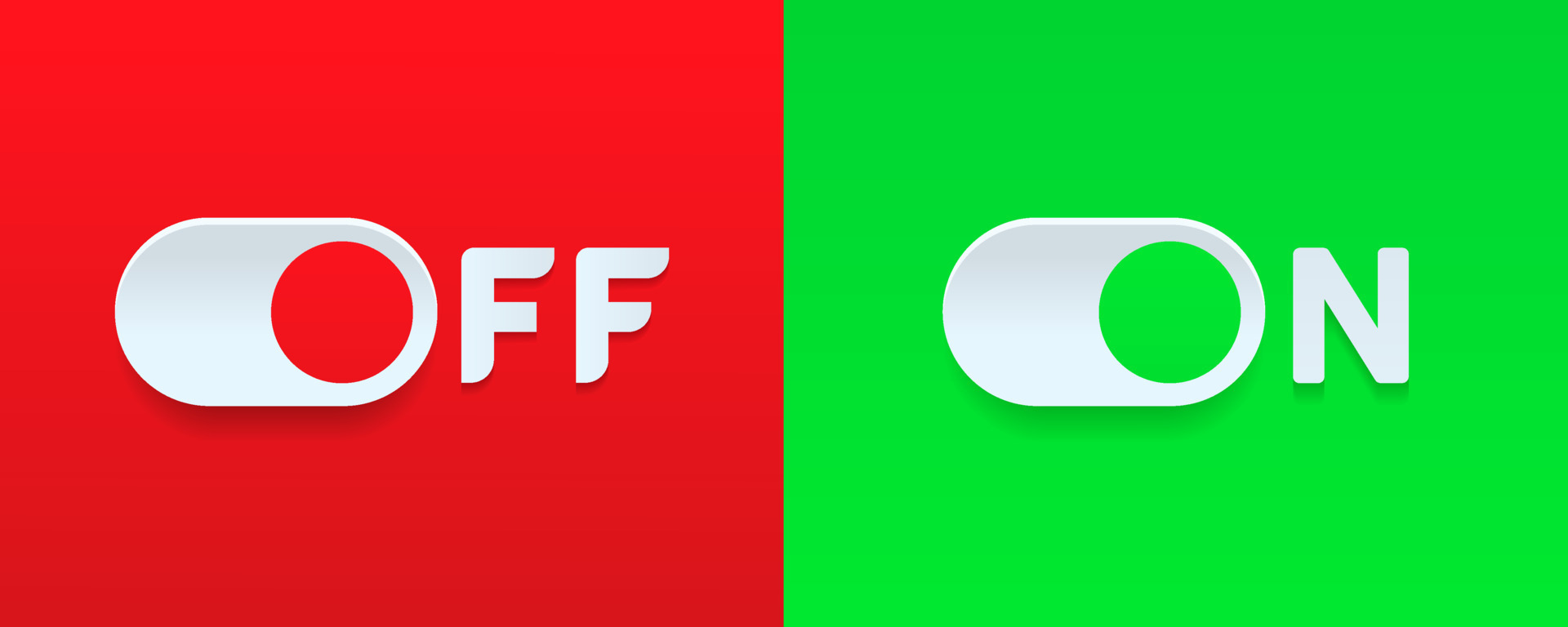 On and Off toggle switch creative logo. Switch toggle buttons ON OFF