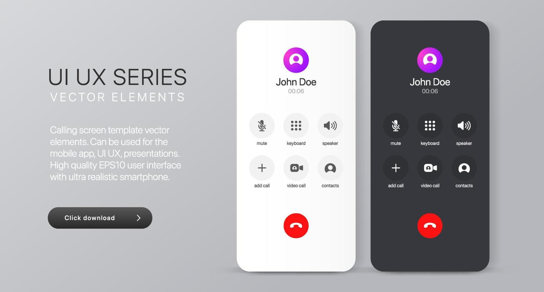 Voice call screen. Mockup call, voicemail screen, smartphone