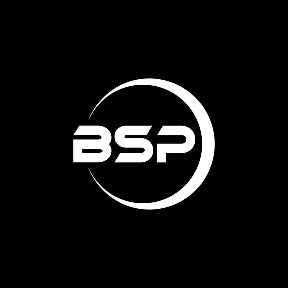 BSP letter logo design in illustration. Vector logo, calligraphy designs for logo, Poster, Invitation, etc.