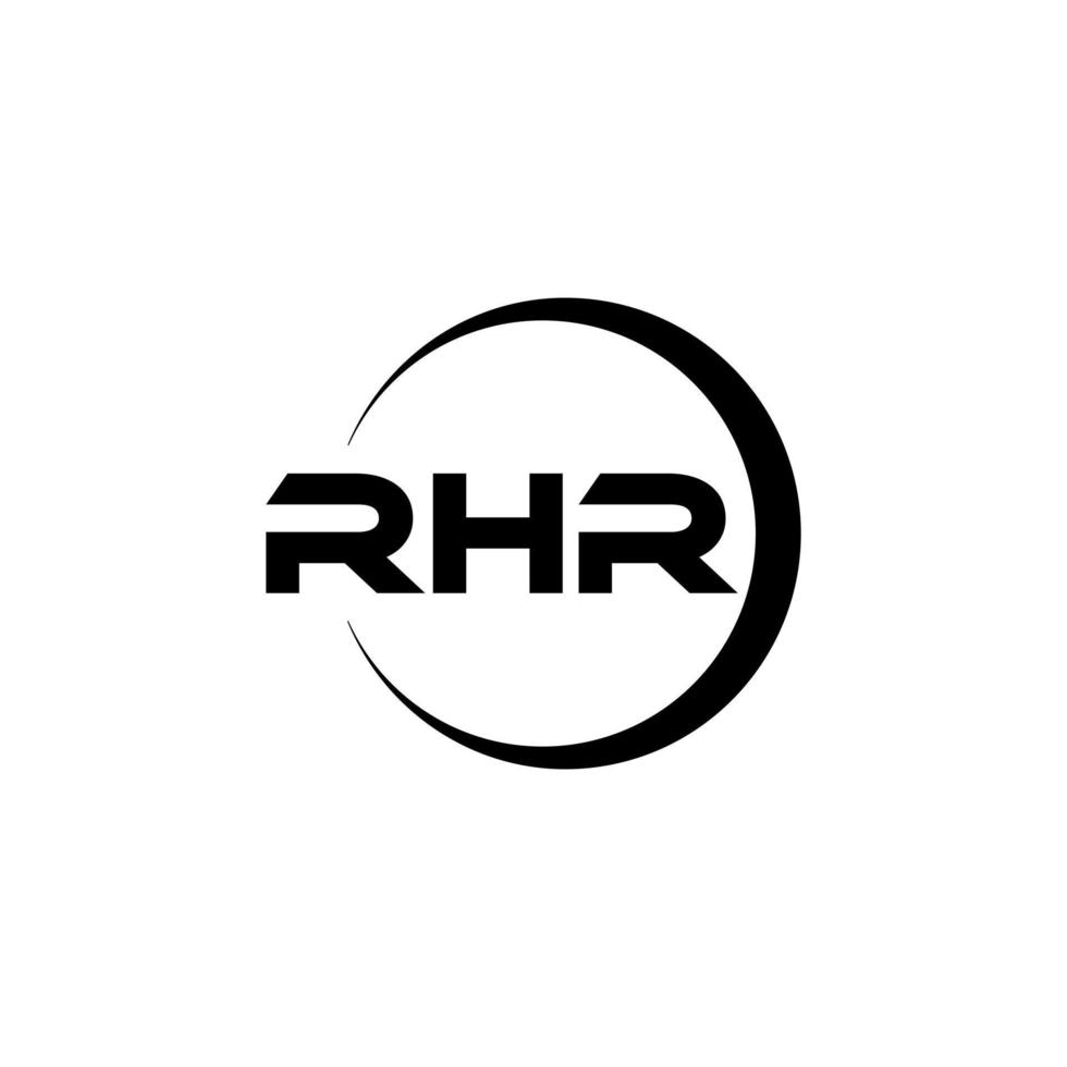 RHR letter logo design in illustration. Vector logo, calligraphy designs for logo, Poster, Invitation, etc.